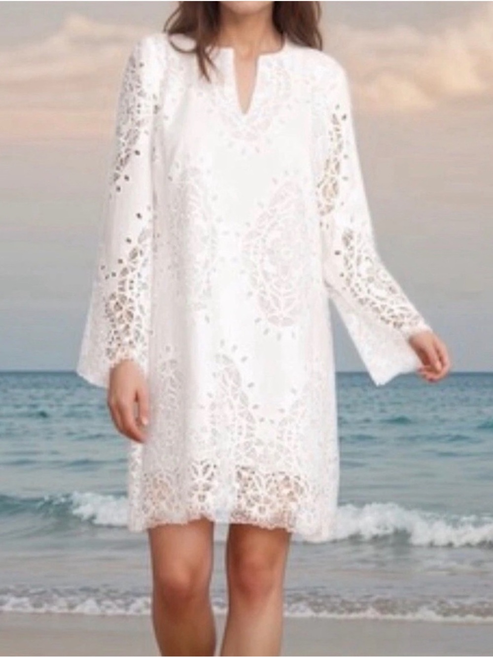 Jade by Johnny Was Elandra Crochet Shift Dress. Women's XS. NWT MSRP $465